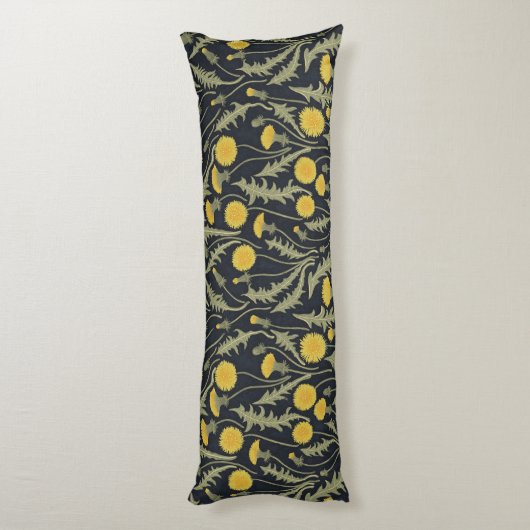 Coussins Longs Dandelions, vert, jaune et noir (Dos (Vertical))