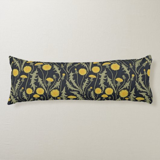 Coussins Longs Dandelions, vert, jaune et noir (Devant)