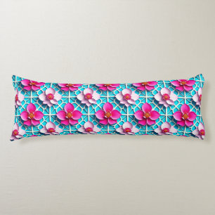 Coussins Longs Décor botanique moderne floral coloré rose bleu