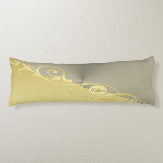 Coussins Longs Décor de luxe sur or & argent, Monogramme (Devant)