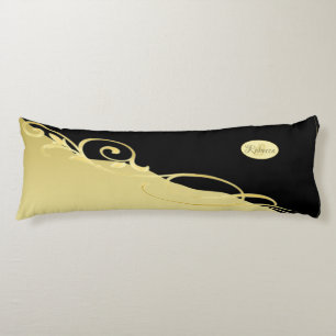 Coussins Longs Décor de luxe sur or & noir, Monogramme