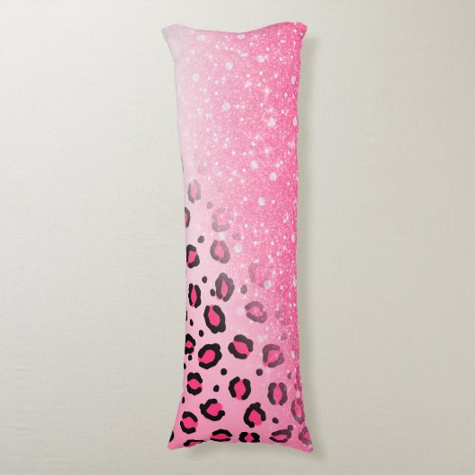 Coussins Longs Décor rose scintillant d'empreinte de léopard pour (Devant (Vertical))