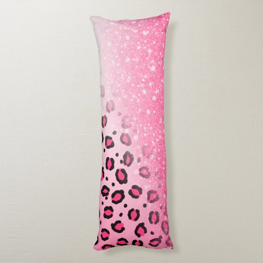 Coussins Longs Décor rose scintillant d'empreinte de léopard pour (Dos (Vertical))