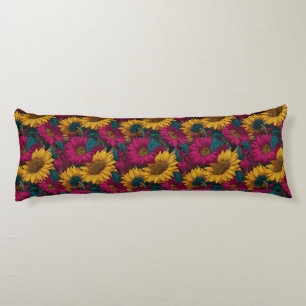 Coussins Longs Décoration botanique de tournesol de style Cottage
