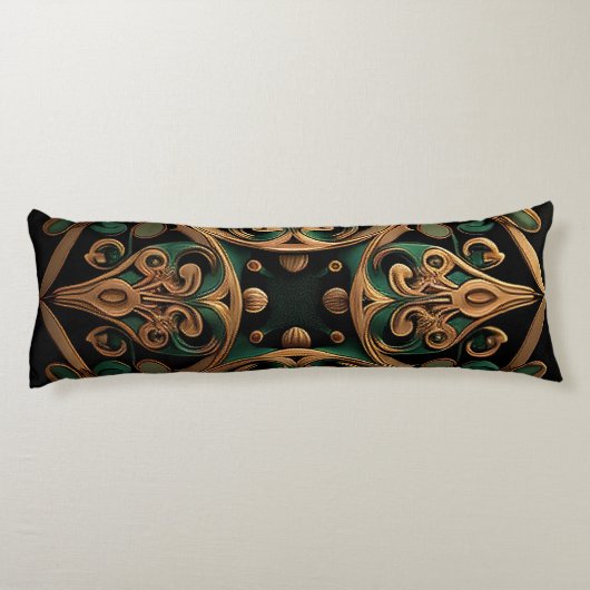 Coussins Longs Décoration Motif en bronze vert (Dos)