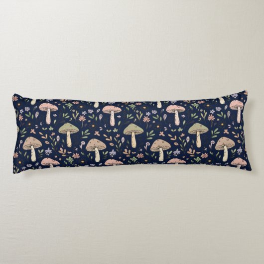 Coussins Longs Deep Navy Fungi Seamless Moody Dark Academia (Dos)