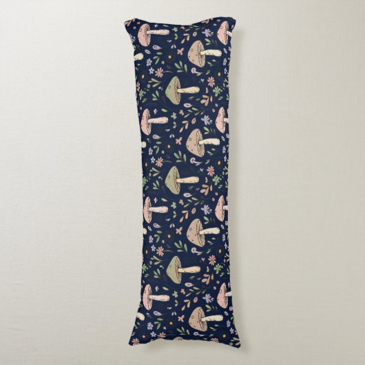 Coussins Longs Deep Navy Fungi Seamless Moody Dark Academia (Devant (Vertical))