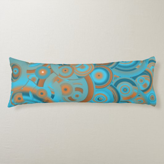Coussins Longs Dégradé de cercle concentrique Orange Rouille Turq (Devant)