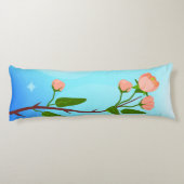 Coussins Longs Dégradé du ciel bleu avec branche de ressort fleur (Dos)