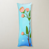 Coussins Longs Dégradé du ciel bleu avec branche de ressort fleur (Dos (Vertical))