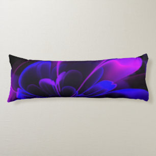 Coussins Longs Demi-Corolla de fleurs pourpres Indigo stylisées