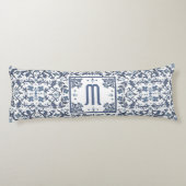 Coussins Longs Denim Bleu Monogramme Orné (Dos)