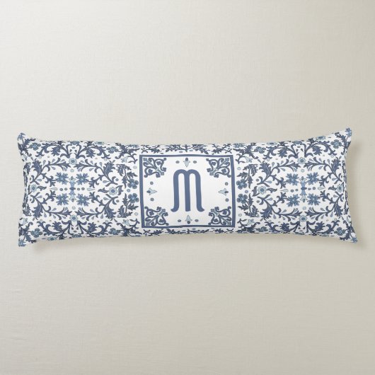 Coussins Longs Denim Blue Orné Monogramme (Dos)