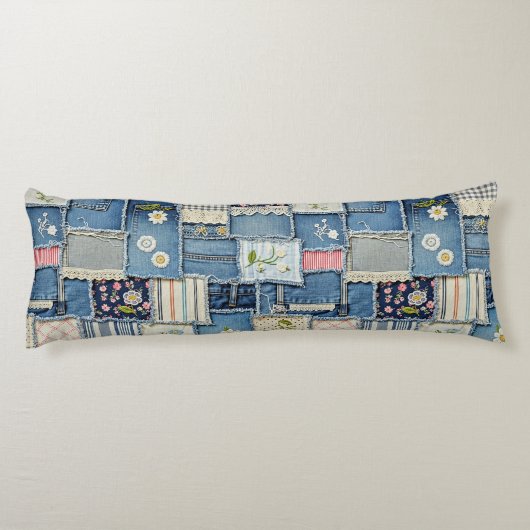 Coussins Longs Denim Patchwork (Dos)