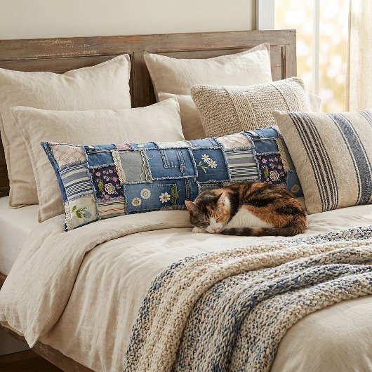 Coussins Longs Denim Patchwork