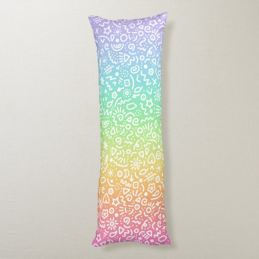 Coussins Longs Des Doodles ! Arc en ciel amusant (Dos (Vertical))