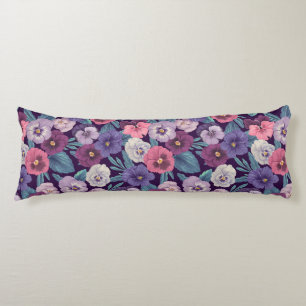 Coussins Longs Des pensées colorées sur fond violet foncé