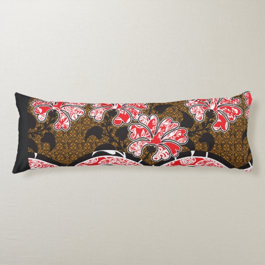 Coussins Longs design d'un mur rouge et noir suspendu (Devant)