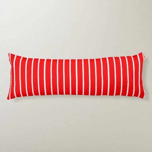 Coussins Longs Design en bandes rouge et blanc (Devant)