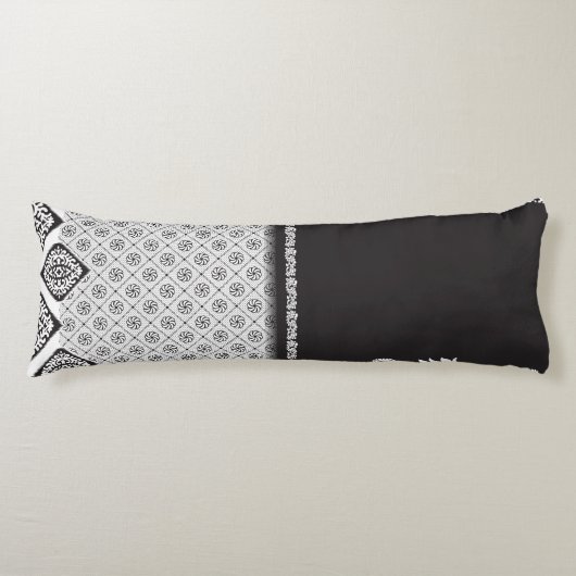 Coussins Longs Design en tissu noir et blanc avec complexe (Devant)