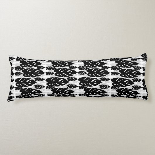 Coussins Longs Design Feuille noir et blanc (Devant)