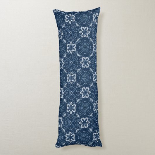 Coussins Longs Design floral bleu et blanc (Dos (Vertical))