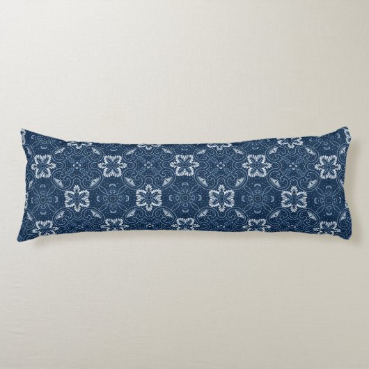 Coussins Longs Design floral bleu et blanc (Devant)