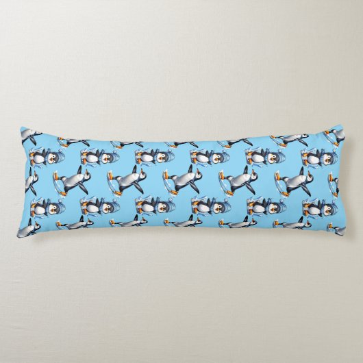 Coussins Longs Design Motif de pingouins (Devant)