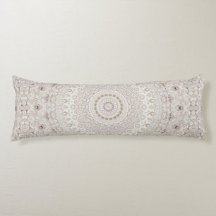 Coussins Longs Design Motif en mandala beige et taupe
