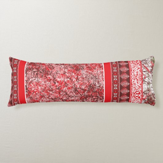 Coussins Longs Design textile rectangulaire avec rouge orné, blan (Devant)