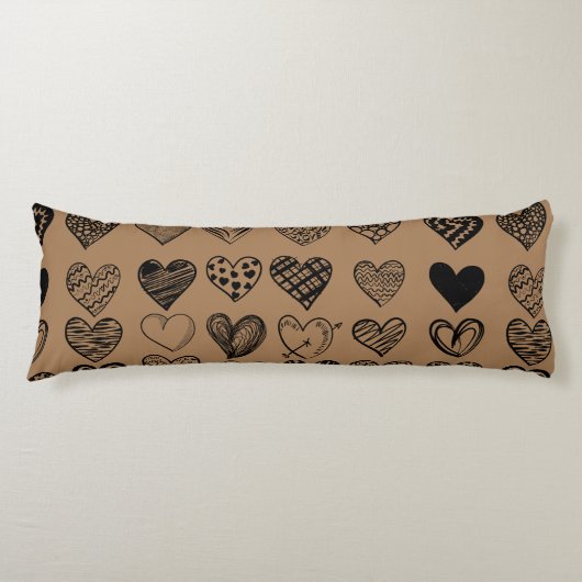 Coussins Longs Dessin adorable de Black Heart Scribble (Devant)