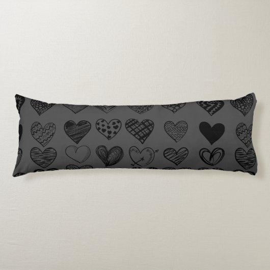 Coussins Longs Dessin adorable de Black Heart Scribble (Devant)