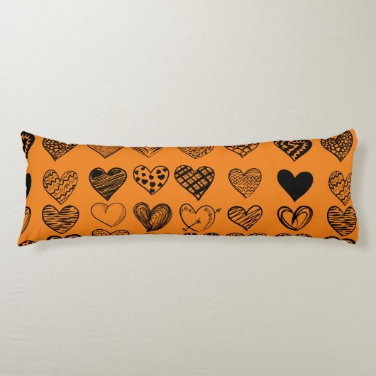 Coussins Longs Dessin adorable de Black Heart Scribble (Devant)