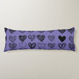 Coussins Longs Dessin adorable de Black Heart Scribble