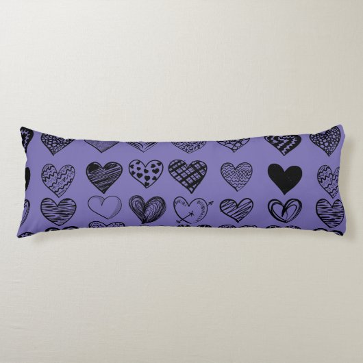 Coussins Longs Dessin adorable de Black Heart Scribble (Devant)