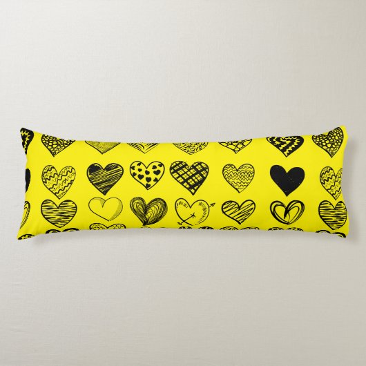 Coussins Longs Dessin adorable de Black Heart Scribble (Devant)