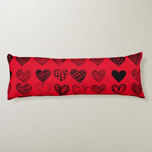 Coussins Longs Dessin adorable de Black Heart Scribble (Dos)
