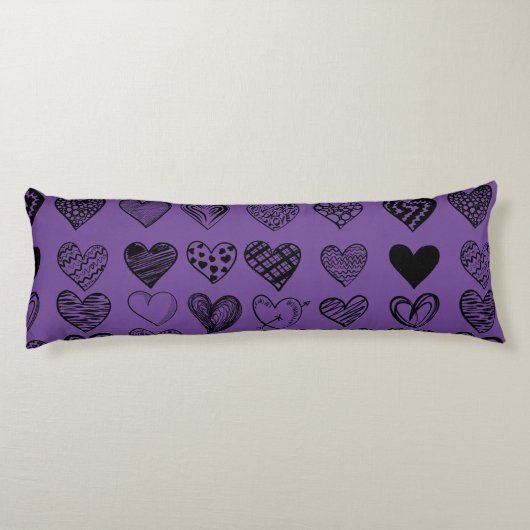 Coussins Longs Dessin adorable de Black Heart Scribble (Dos)