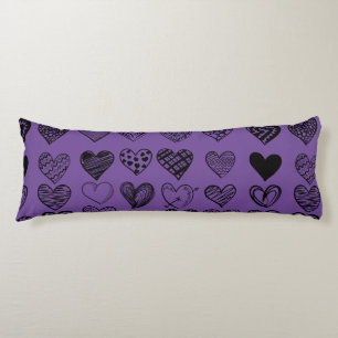 Coussins Longs Dessin adorable de Black Heart Scribble