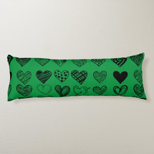 Coussins Longs Dessin adorable de Black Heart Scribble (Dos)