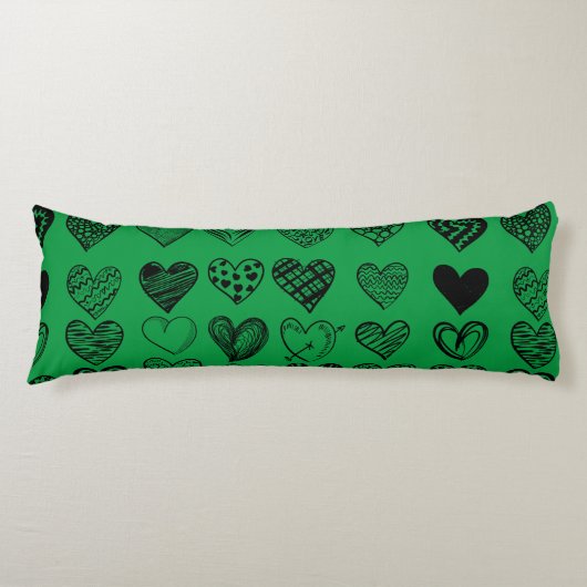 Coussins Longs Dessin adorable de Black Heart Scribble (Devant)