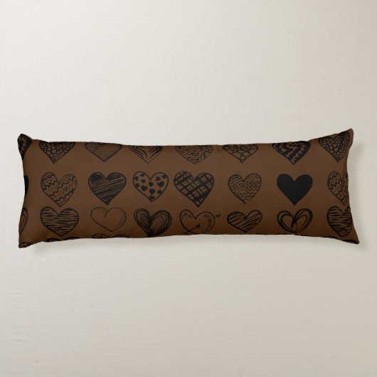 Coussins Longs Dessin adorable de Black Heart Scribble (Dos)