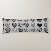 Coussins Longs Dessin adorable de Black Heart Scribble (Dos)