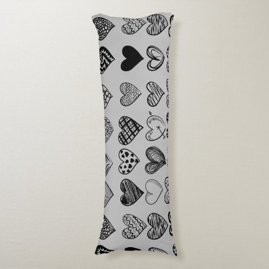 Coussins Longs Dessin adorable de Black Heart Scribble (Devant (Vertical))