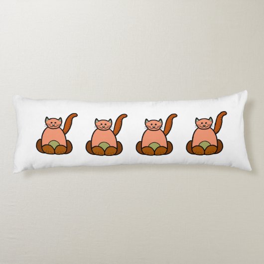 Coussins Longs dessin animé de chat Brown (Dos)