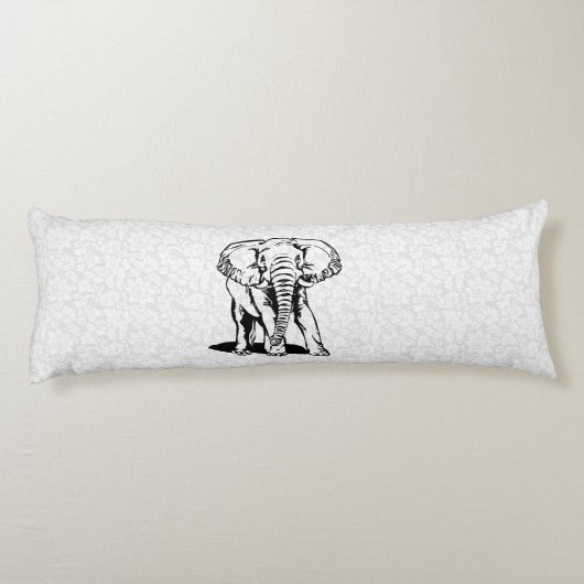 Coussins Longs Dessin de ligne Eléphant Noir mignon (Dos)
