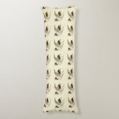 Coussins Longs Dessin japonais vintage d'une grue, Brown (Devant (Vertical))