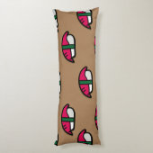 Coussins Longs Dessin Kawaii Sushi, Riz de Poisson et Algues (Dos (Vertical))