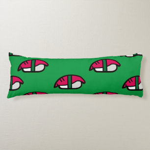 Coussins Longs Dessin Kawaii Sushi, Riz de Poisson et Algues