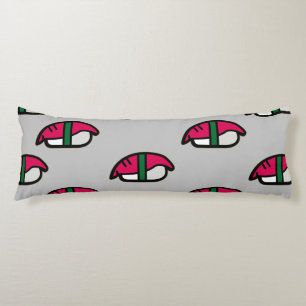 Coussins Longs Dessin Kawaii Sushi, Riz de Poisson et Algues